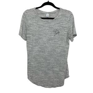 Old Navy‎ Short Sleeve Spell Out Shirt Round Neck Stretchable Curved Hem Gray S